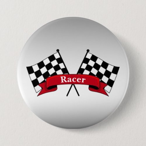 White and Black Racing Flags Button