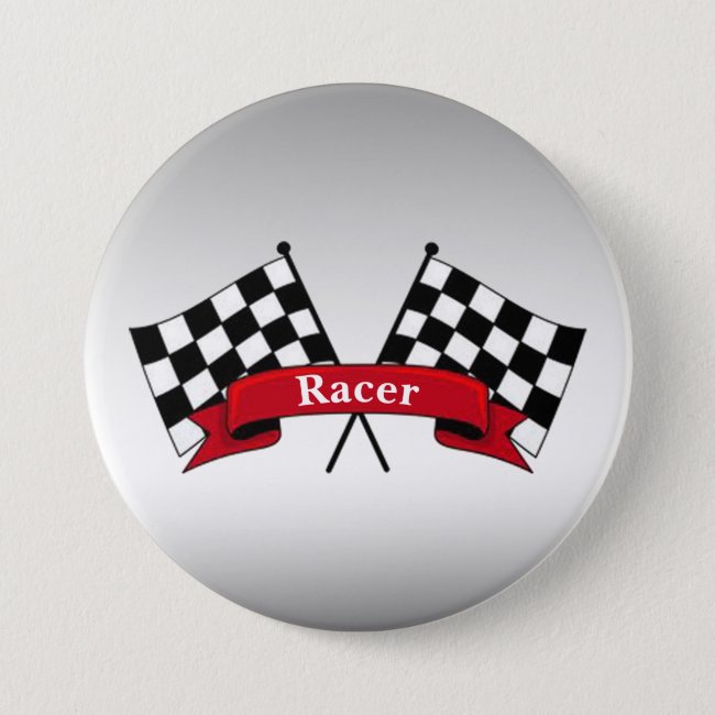 White and Black Racing Flags Button