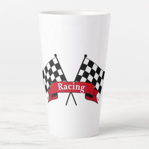 White and Black Racing Flags Latte Mug