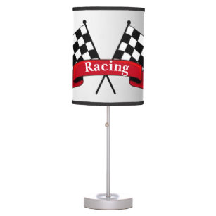 White and Black Racing Flags Table Lamp