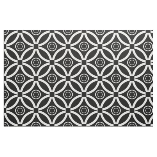 White And Black Retro Geometric  Pattern Fabric