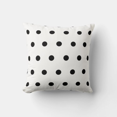 White and Black Retro Polka Dot Throw Pillow