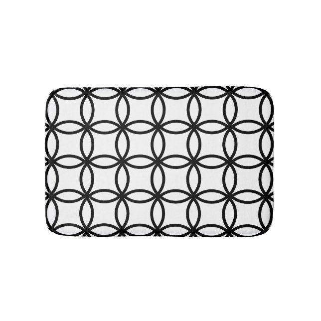 White and Black Rings Bath Mat (Front)