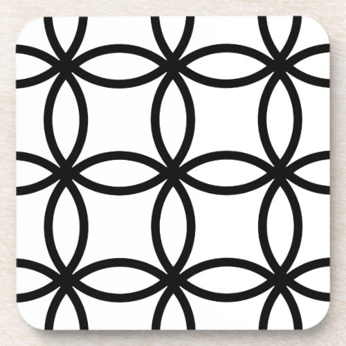 White and Black Rings Beverage Coaster