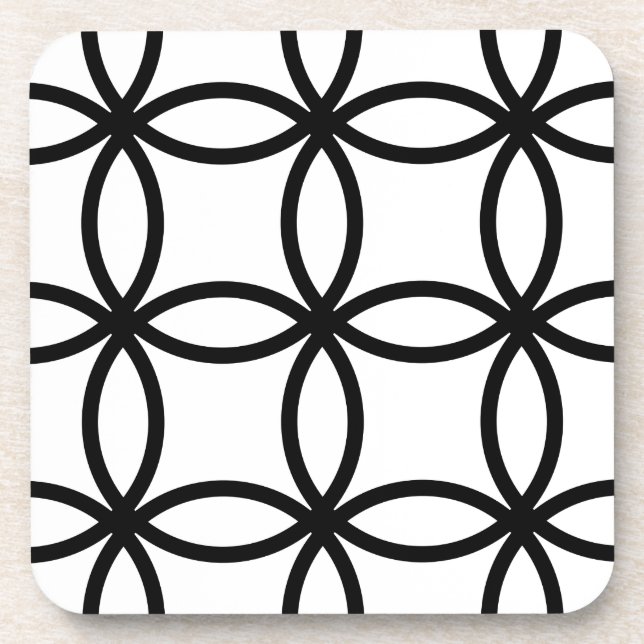White and Black Rings Beverage Coaster (Front)