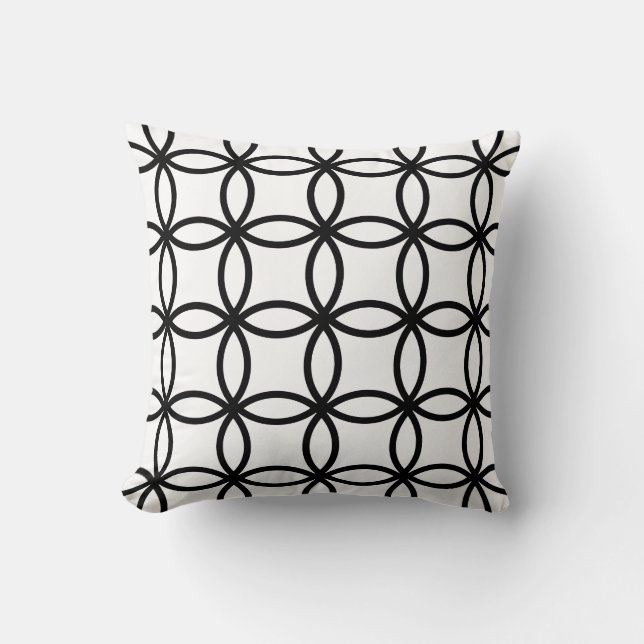 White and Black Rings Throw Pillow (Front)