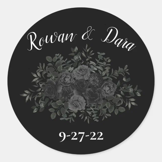 White and Black Rose Gothic Favor Sticker Labels | Zazzle