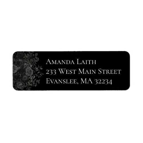 White and Black Rose Gothic Return Address Labels