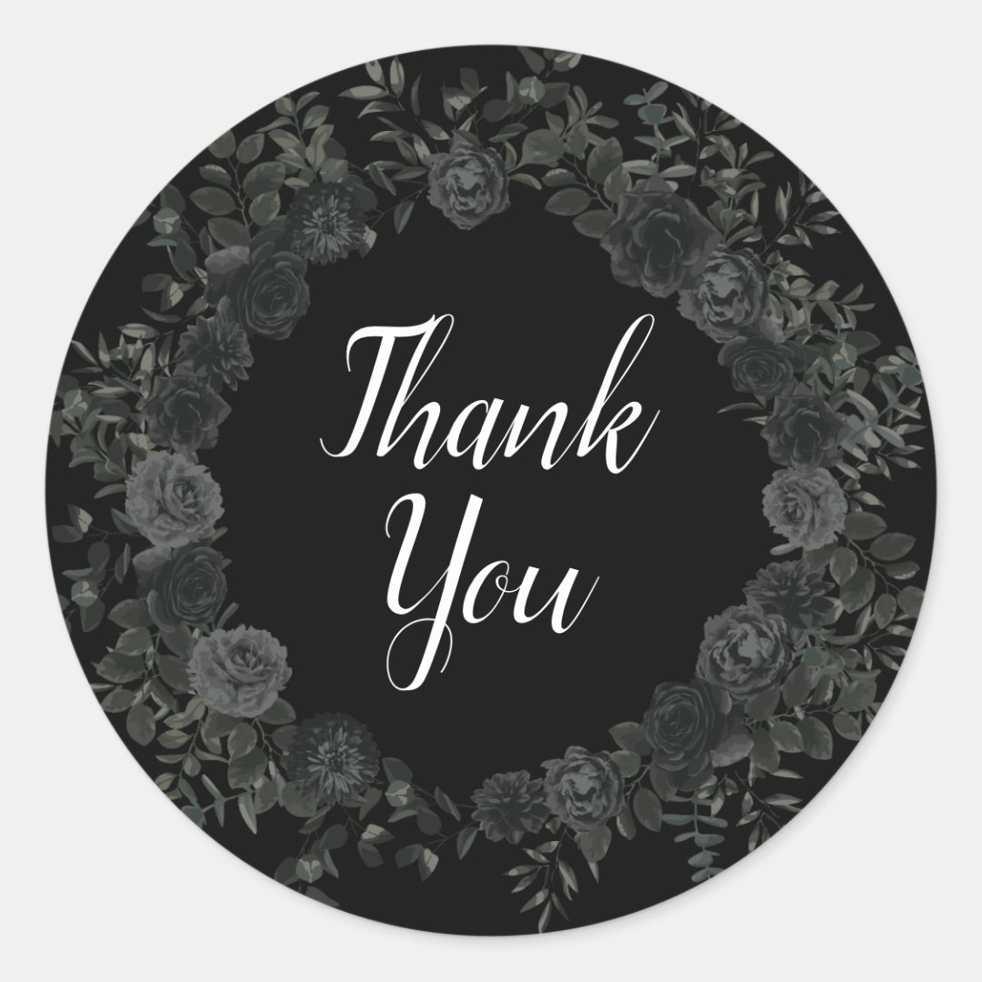 White and Black Rose Gothic Sticker Favor Labels | Zazzle