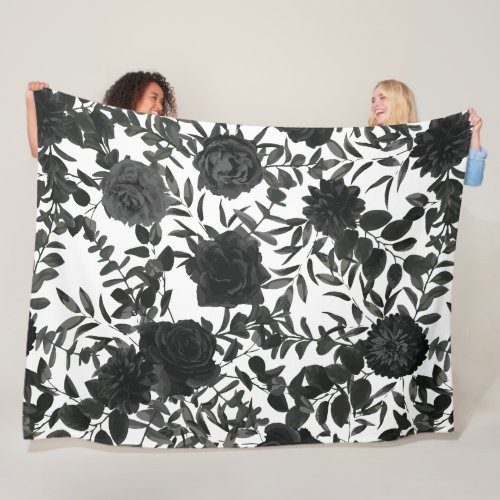 White and Black Rose Gothic Wedding Blanket