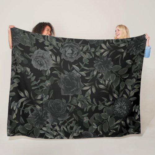 White and Black Rose Gothic Wedding Blanket