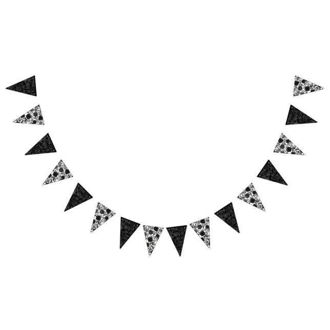 White and Black Rose Gothic Wedding Bunting Bunting Flags (All)