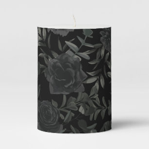 White and Black Rose Gothic Wedding Candle