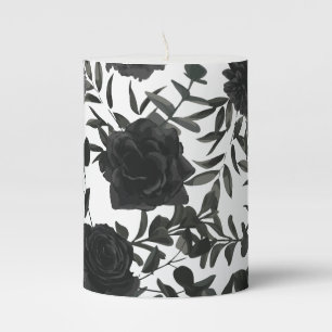 White and Black Rose Gothic Wedding Candle