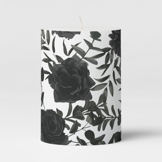 White and Black Rose Gothic Wedding Candle | Zazzle.com