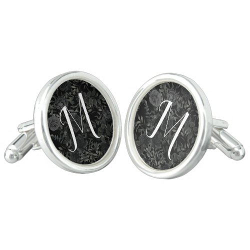 White and Black Rose Gothic Wedding Cufflinks