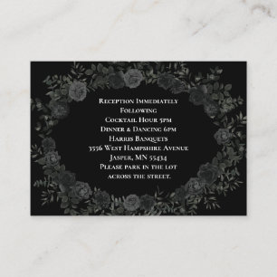 White and Black Rose Gothic Wedding Enclosure Card