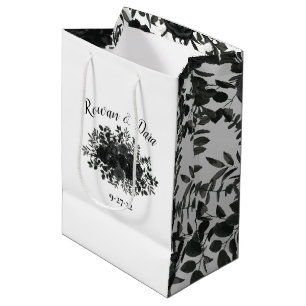 White and Black Rose Gothic Wedding Gift Bag