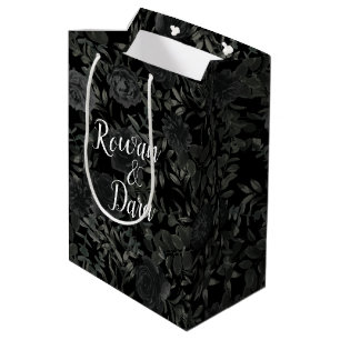White and Black Rose Gothic Wedding Gift Bag