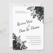 White and Black Rose Gothic Wedding Invitations (Front)