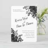 White and Black Rose Gothic Wedding Invitations (Standing Front)