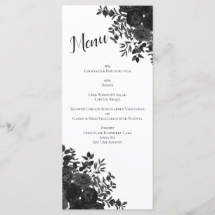 White and Black Rose Gothic Wedding Menu