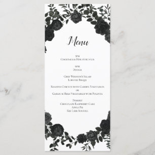 White and Black Rose Gothic Wedding Menu