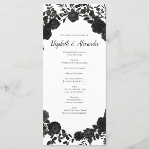 White and Black Rose Gothic Wedding Programs