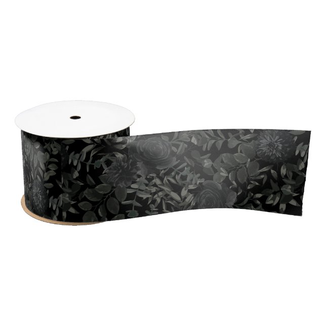 White and Black Rose Gothic Wedding Ribbon (Spool)