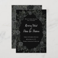 White and Black Rose Gothic Wedding Save the Date