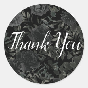 White and Black Rose Gothic Wedding Sticker Labels