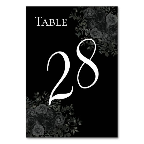 White and Black Rose Gothic Wedding Table Numbers