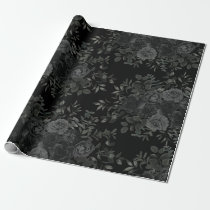 White and Black Rose Gothic Wedding Wrapping Paper