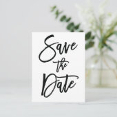 White And Black Save The Date Postcards (Standing Front)