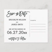 White And Black Save The Date Postcards (Back)