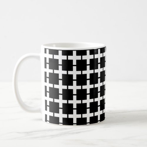 White and Black Scandinavian Geometric Pattern Coffee Mug