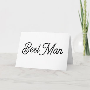 White and Black Script Best Man Card