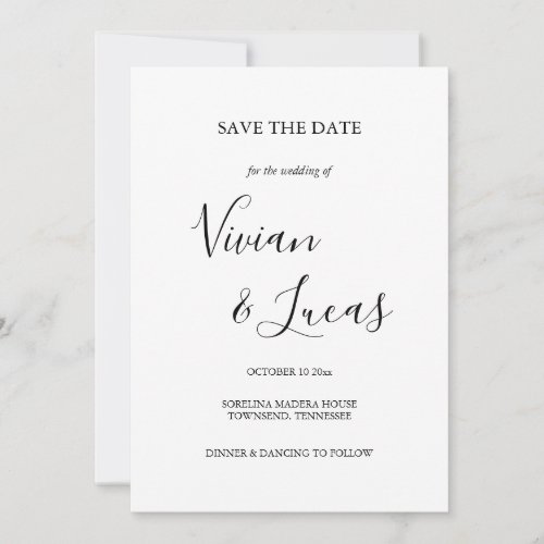 White and Black Script Wedding Save the Date