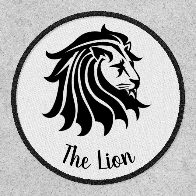White and Black Silhouette Lion Patch (Front)