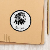 White and Black Silhouette Lion Patch (On Folder)