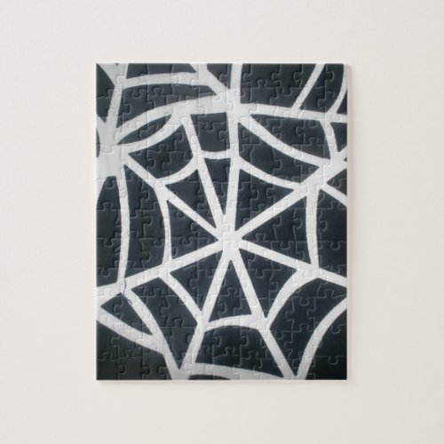 White and Black Silk spider web Jigsaw Puzzle