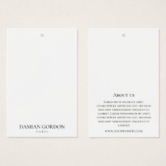 White and black simple business branding Hang Tags