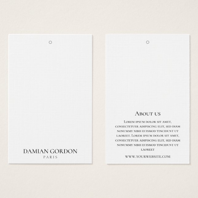 White and black simple business branding Hang Tags (Front & Back)