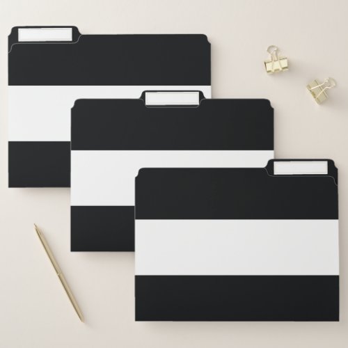 White and Black Simple Extra Wide Stripes File Folder