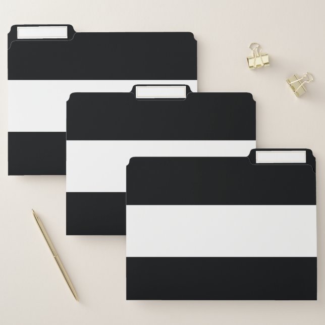 White and Black Simple Extra Wide Stripes File Folder (Set)