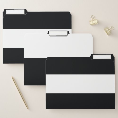 White and Black Simple Extra Wide Stripes File Folder