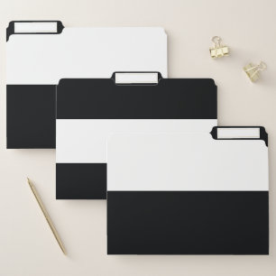 White and Black Simple Extra Wide Stripes File Folder