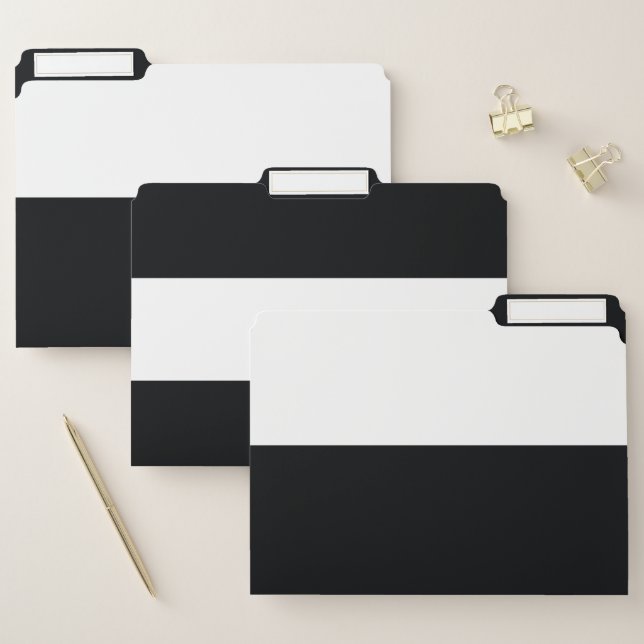 White and Black Simple Extra Wide Stripes File Folder (Set)