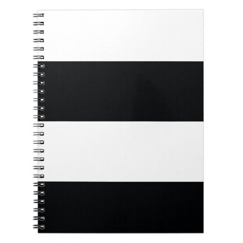 White and Black Simple Extra Wide Stripes Notebook