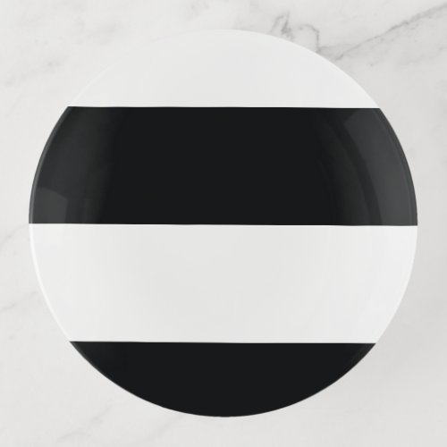 White and Black Simple Extra Wide Stripes Trinket Tray